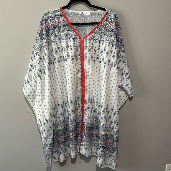 Cupshe Blue and White Patterned Pullover Swim Coverup OS - Picture 1 of 4
